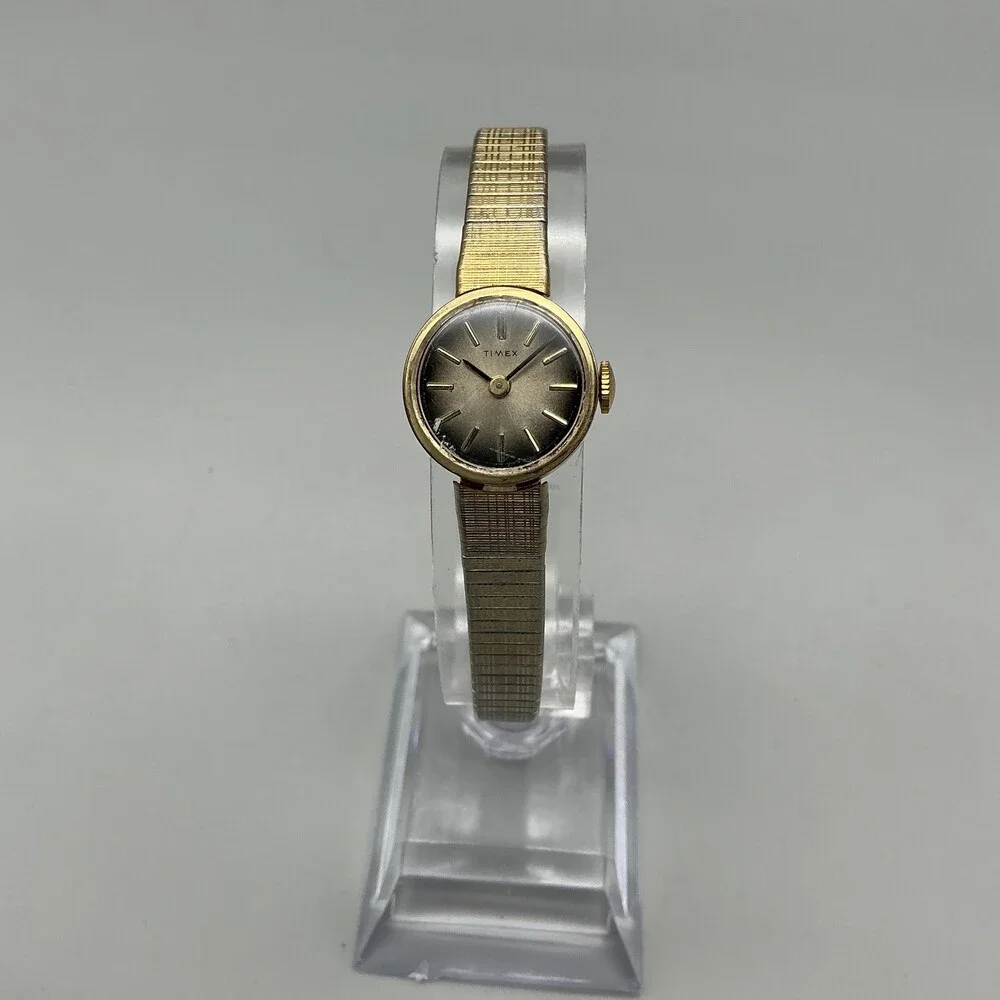 Vintage Timex Womens Watch 18mm Ombre Dial Gold Tone Scratched Manual Wind